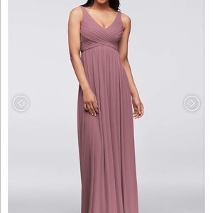 David’s Bridal Long Mesh Dress w/ Cowl Back Detail